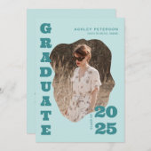 Moderner Retro-Aquamarine Typografie-Foto-Abschlus Ankündigung (Vorne/Hinten)
