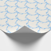 Moderner Retro Blue Bow Weihnachten Geschenkpapier (Ecke)