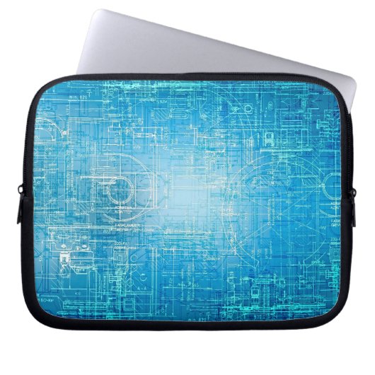 Moderner Retro Blueprint Laptop-Sieb Laptopschutzhülle (Vorderseite)