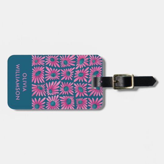 Moderner Retro-Blumendruck Gepäckanhänger (Vorderseite horizontal)