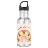 Moderner Retro Boho Rainbow Edelstahlflasche (Vorderseite)