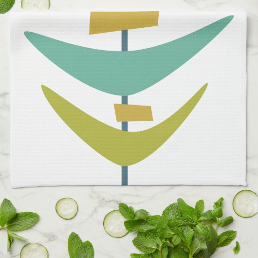 Moderner Retro Boomerang Mitte des Jahrhunderts Geschirrtuch (Gefaltet)