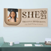 Moderner Retro-brauner und neutraler Abschluss Banner (Messe)