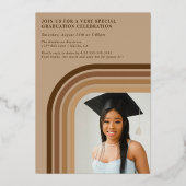 Moderner Retro-brauner und neutraler Abschluss Folieneinladung (Rückseite)