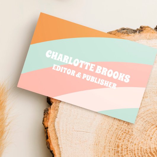 Moderner Retro Color Wave QR Code Visitenkarte