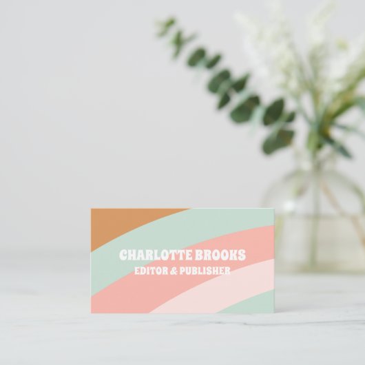 Moderner Retro Color Wave QR Code Visitenkarte (Stehend Vorderseite)