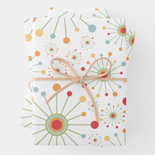Moderner Retro der 1970er Jahre Sun Burst Geschenkpapier Set (Beispiel)