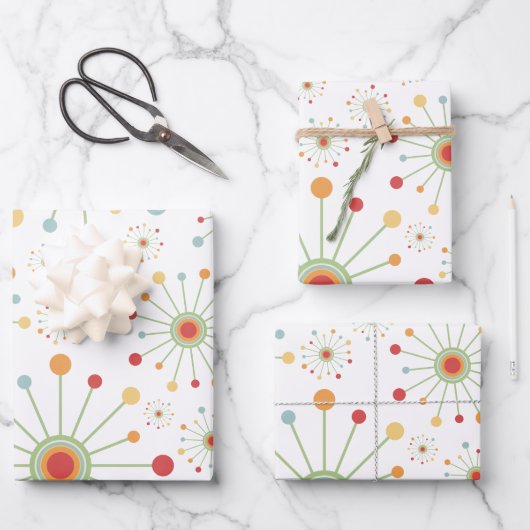 Moderner Retro der 1970er Jahre  Sun Burst Geschenkpapier Set (Vorderseite)