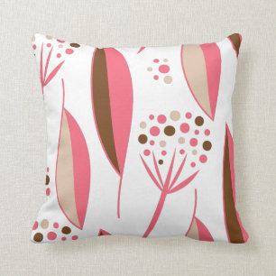 Moderner Retro der 50er Jahre - rosa und braunes L Kissen