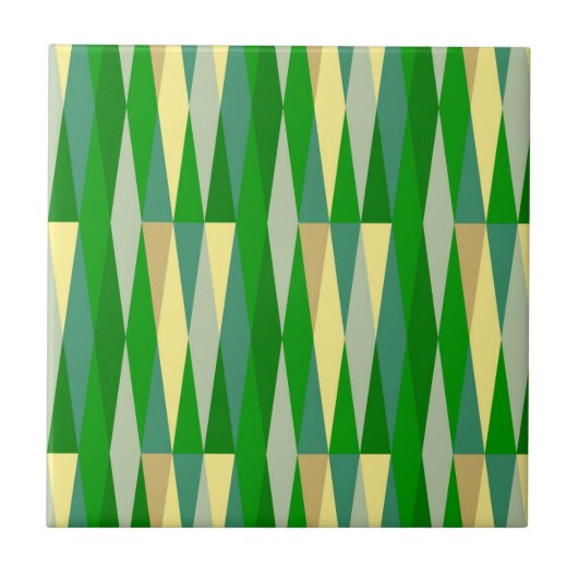 Moderner Retro Diamond Green Yellow Fliese (Vorderseite)