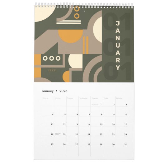 Moderner Retro Earth Tone Geometric 2023 Calendar Kalender (Jan 2026)