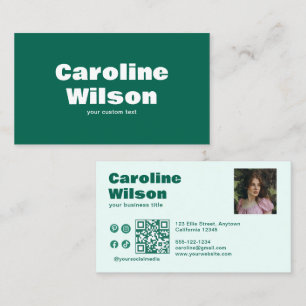 Moderner Retro Emerald Beruflich Foto QR Code Visitenkarte