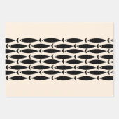 Moderner Retro Fisch Schwarz & Mandelcreme aus dem Geschenkpapier Set (Vorderseite 2)