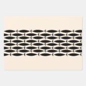 Moderner Retro Fisch Schwarz & Mandelcreme aus dem Geschenkpapier Set (Vorderseite)