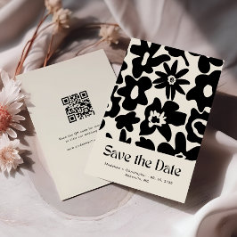 Moderner Retro Floral Wedding QR-Code Save the Dat Date