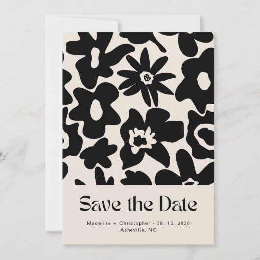 Moderner Retro Floral Wedding QR-Code Save the Dat Date (Vorderseite)