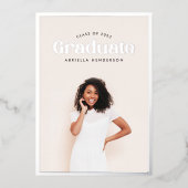 Moderner Retro-Foto-Abschluss Folieneinladung (Vorderseite)