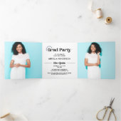 Moderner Retro-Foto-Abschluss Tri-Fand-Einladung Dreifach-gefaltete Programmkarte (Innenseite)