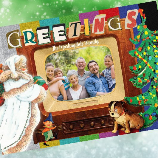 Moderner Retro Foto Weihnachtsfeiertag Feiertagskarte