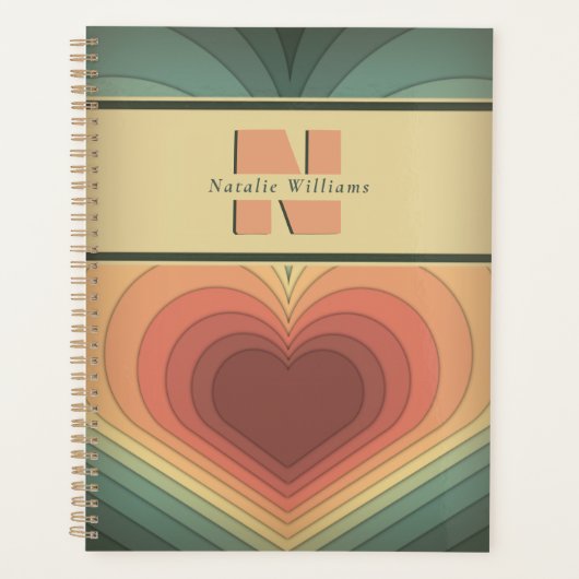 Moderner Retro Funky Romantic Heart Planner Planer (Vorderseite)