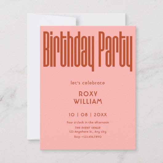 Moderner Retro-Geburtstag Einladung (Vorderseite)