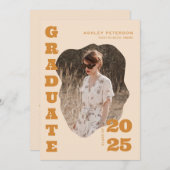 Moderner Retro-Gelbe Typografie-Foto Abschluss Ankündigung (Vorne/Hinten)