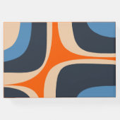 Moderner Retro Groove blau und orange Gästebuch (Rückseite)