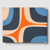 Moderner Retro Groove blau und orange Gästebuch (Rückseite)