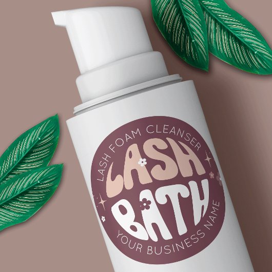 Moderner Retro Groovy Eyelash Cleanser Lash Bath Runder Aufkleber