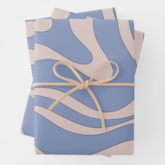 Moderner Retro Liquid Swirl Funky Abstraktes Muste Geschenkpapier Set (Beispiel)