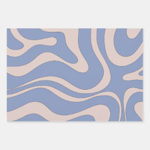 Moderner Retro Liquid Swirl Funky Abstraktes Muste Geschenkpapier Set