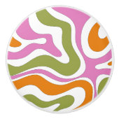 Moderner Retro Liquid Swirl Funky Abstraktes Muste Keramikknauf (Vorderseite)