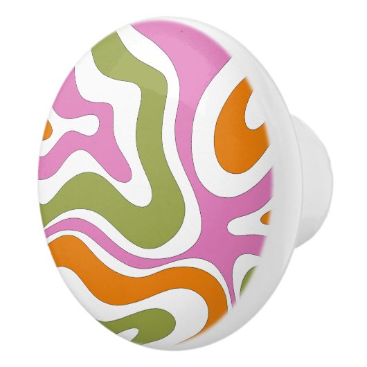 Moderner Retro Liquid Swirl Funky Abstraktes Muste Keramikknauf (Rechts)