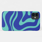 Moderner Retro Liquid Swirl Funky Blue Abstrakt Case-Mate iPhone Hülle (Rückseite (Horizontal))
