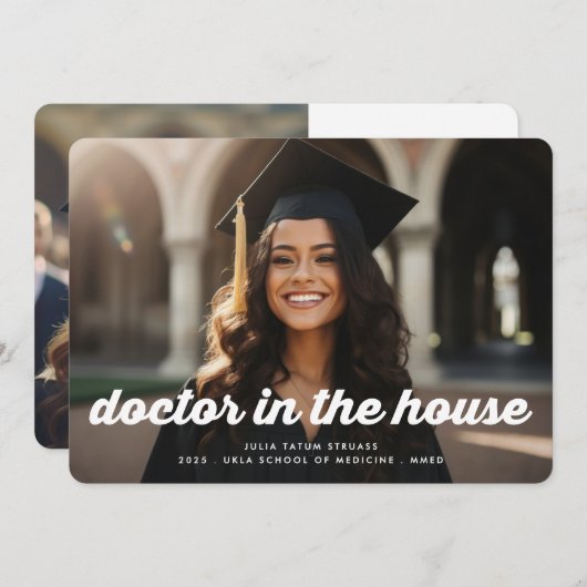 Moderner RETRO MEDIZINISCHER ARZT 2 Foto Abschluss Ankündigung (Vorne/Hinten)