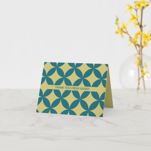 Moderner Retro, Mod Aquamarin & Gold aus dem Mitte Karte (Gelbe Blume)