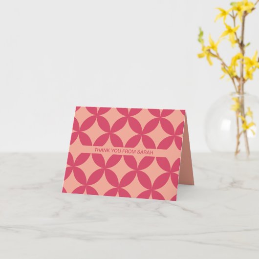 Moderner Retro, Mod Pink, danke Karte (Gelbe Blume)