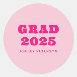 Moderner Retro Pink Fett Typografie-Abschluss Runder Aufkleber