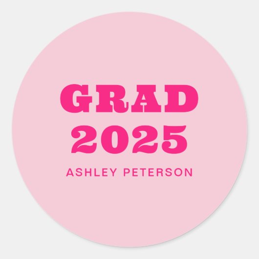 Moderner Retro Pink Fett Typografie-Abschluss Runder Aufkleber (Vorderseite)