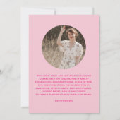 Moderner Retro-Pink-Typografie-Foto-Abschluss Ankündigung (Rückseite)