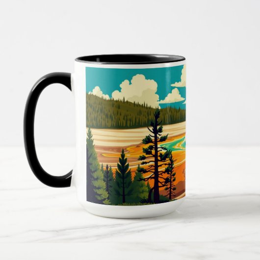 Moderner Retro-Poster der Grand Prismatic Spring Tasse (Links)