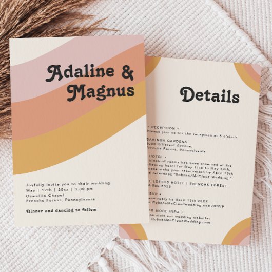 Moderner Retro-Regenbogen der 70er Jahre - alles i Einladung