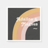 Moderner Retro-Regenbogen der 70er Jahre | Dark We Serviette (Vorderseite)