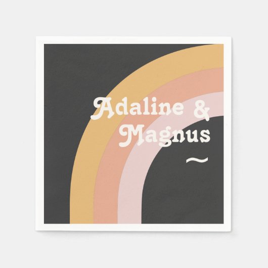 Moderner Retro-Regenbogen der 70er Jahre | Dark We Serviette (Vorderseite)