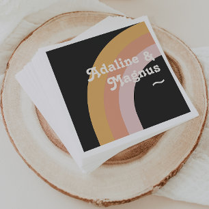 Moderner Retro-Regenbogen der 70er Jahre Dark We Serviette