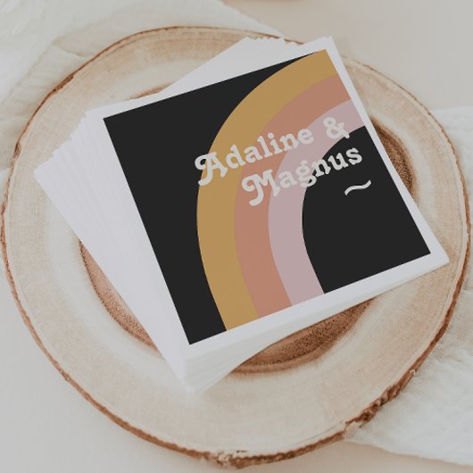 Moderner Retro-Regenbogen der 70er Jahre | Dark We Serviette