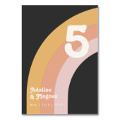 Moderner Retro-Regenbogen der 70er Jahre | Dunkle  Tischnummer (Rückseite)