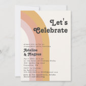 Moderner Retro-Regenbogen der 70er Jahre Feiern Einladung (Vorderseite)