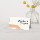 Moderner Retro-Regenbogen der 70er Jahre | Gefloch Platzkarte (Rückseite)