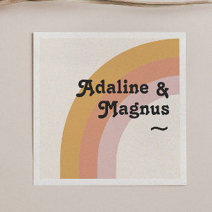 Moderner Retro-Regenbogen der 70er Jahre Hochzei Serviette